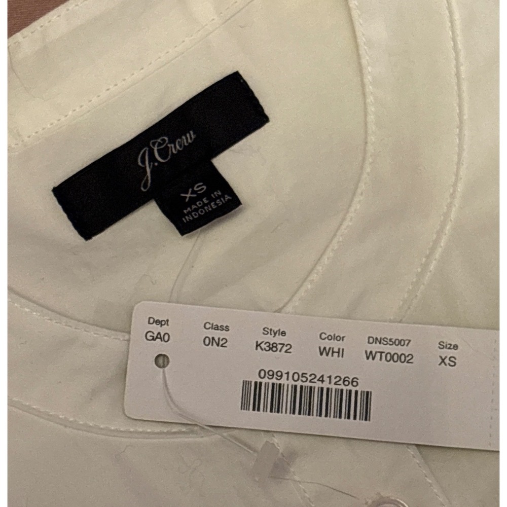 NEW J.Crew Womens White Longsleeve Popover Bib Front Blouse Tunic Top, Size XS - Picture 6 of 7